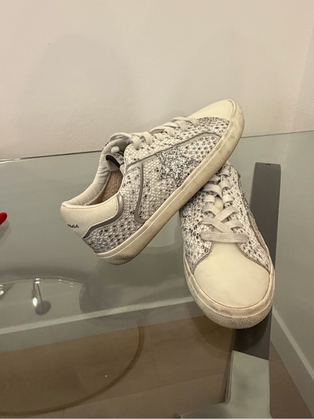 Vintage Havana Action Snake Multi Glitter Star Leather Sneakers 36.5